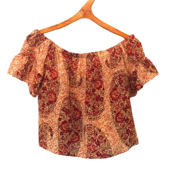 MADEWELL Silk Paisley Off Shoulder Crop Top size Medium - Picture 7 of 7